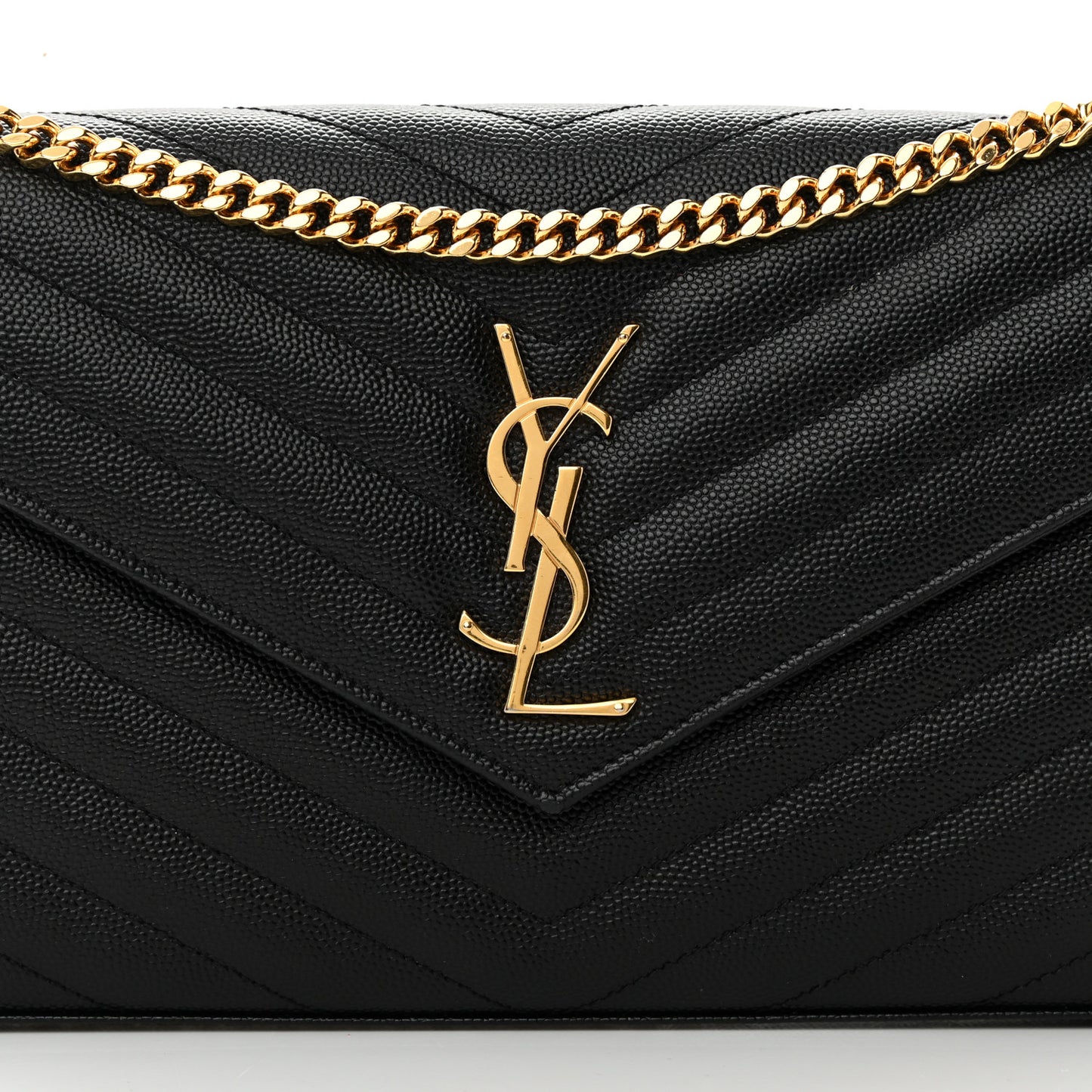 Grain De Poudre Matelasse Chevron Monogram Chain Wallet Black