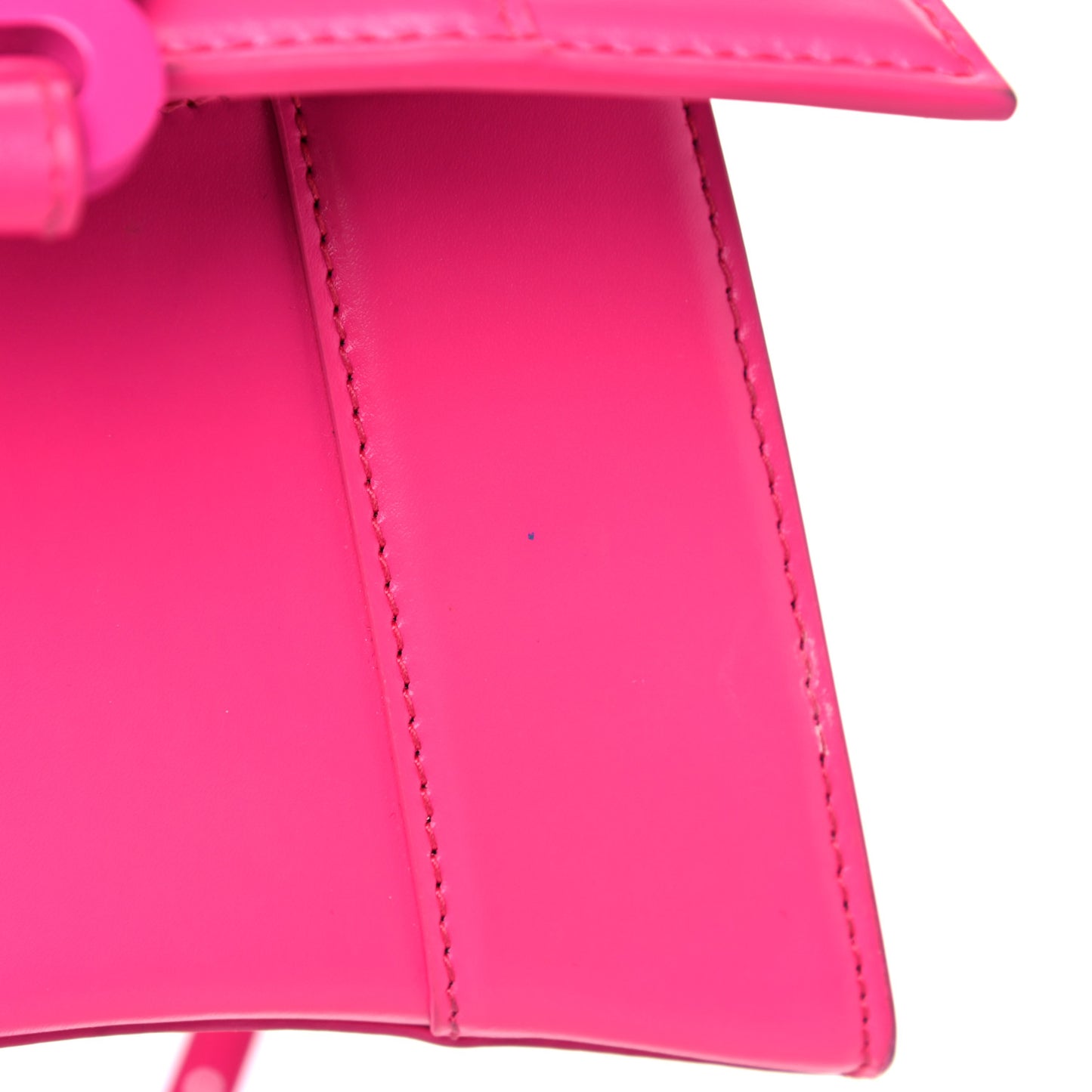 Shiny Box Calfskin Tonal B Hourglass Top Handle Bag XS Fuchsia