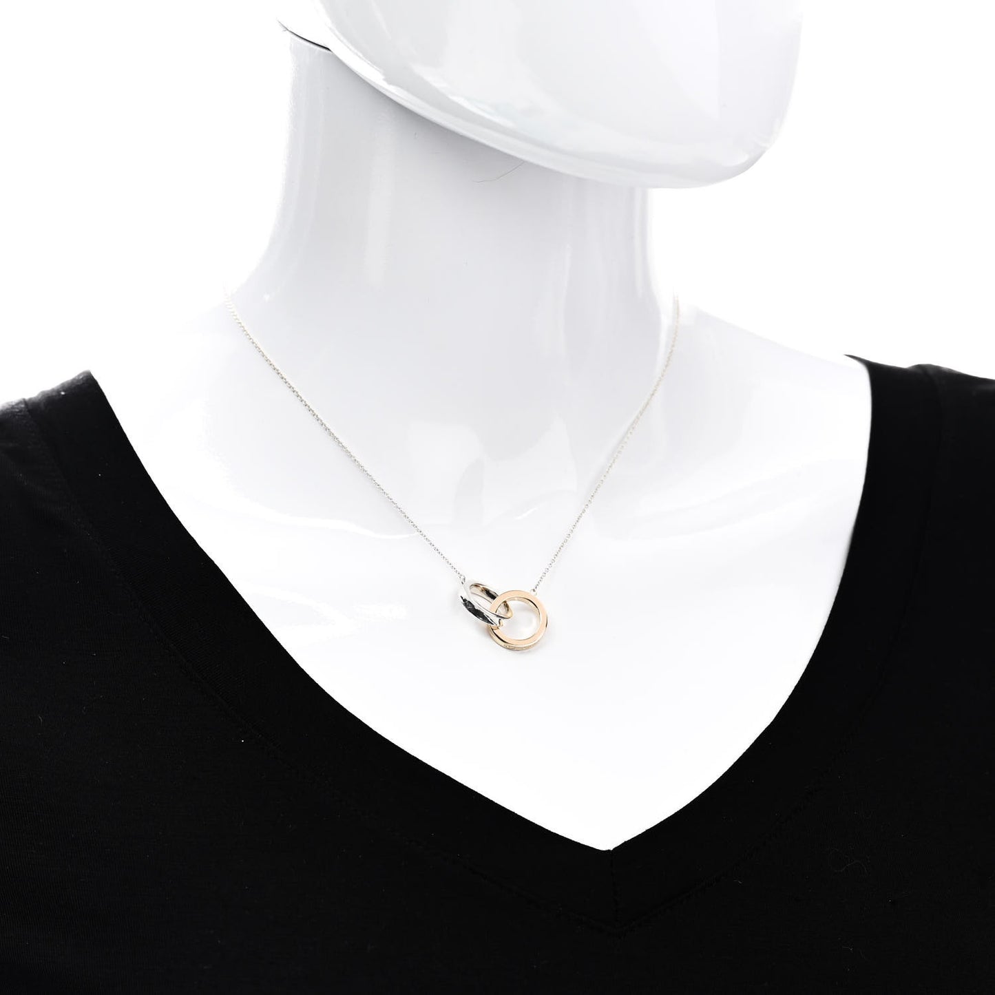 Sterling Silver 18K Rose Gold 1837 Interlocking Circles Pendant Necklace
