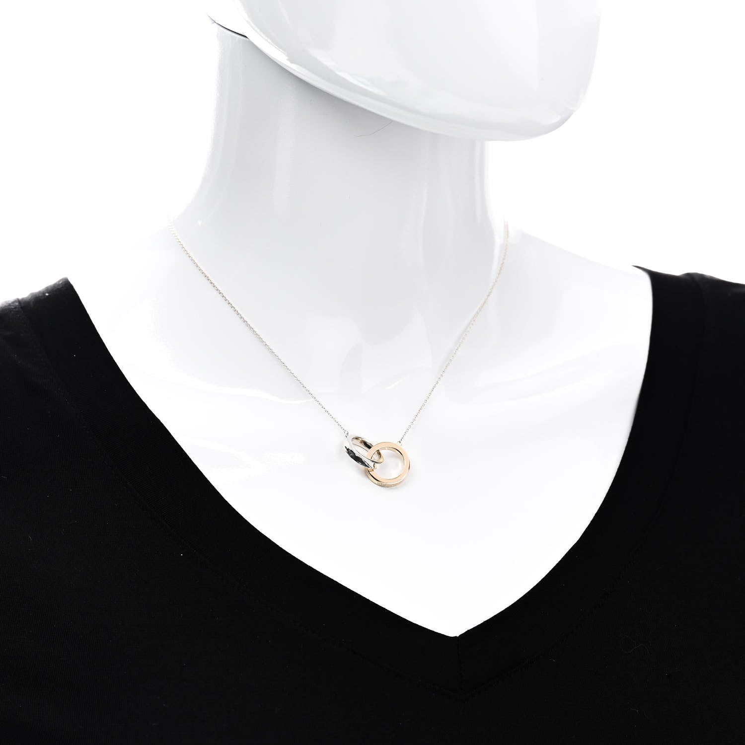 Tiffany Sterling Silver 18K Rose Gold 1837 Interlocking Circles Pendant Necklace 2 of 5