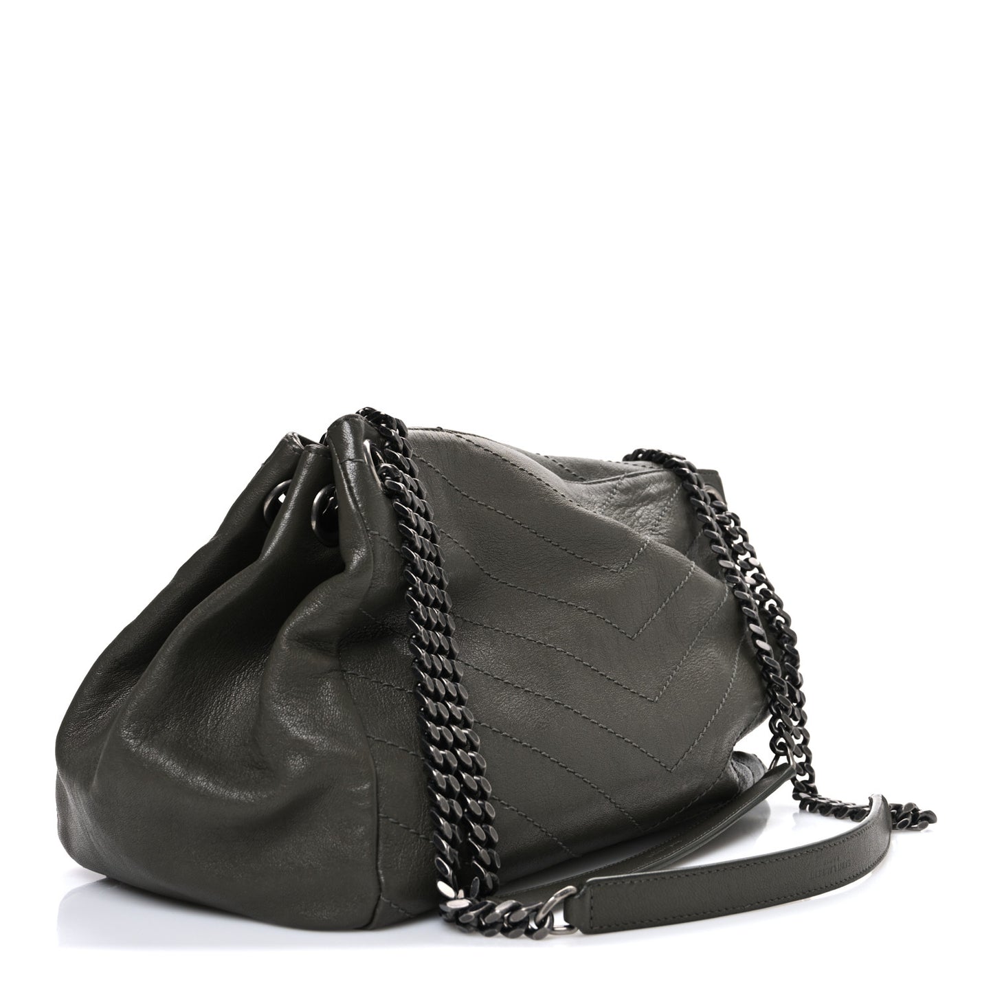 Vintage Lambskin Chevron Monogram Medium Nolita Military Olive