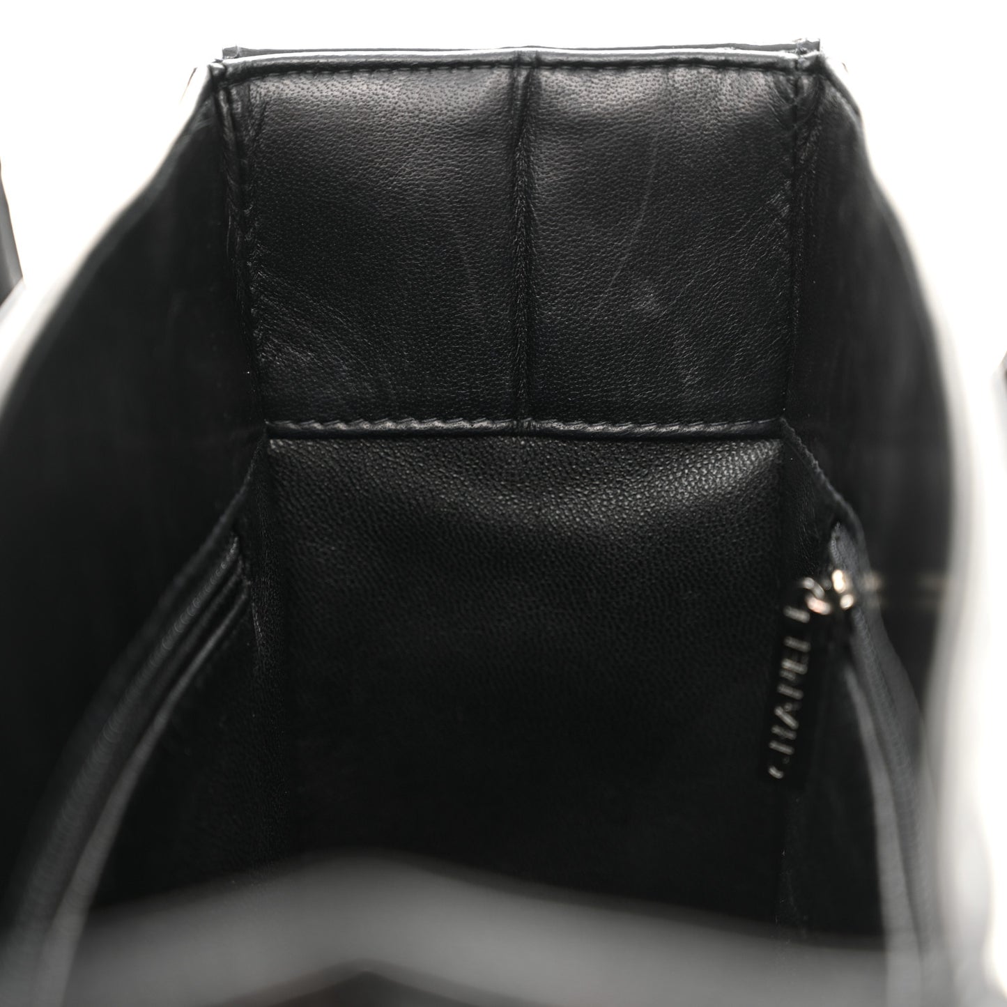 Patent Chocolate Bar Quilted Tote Black