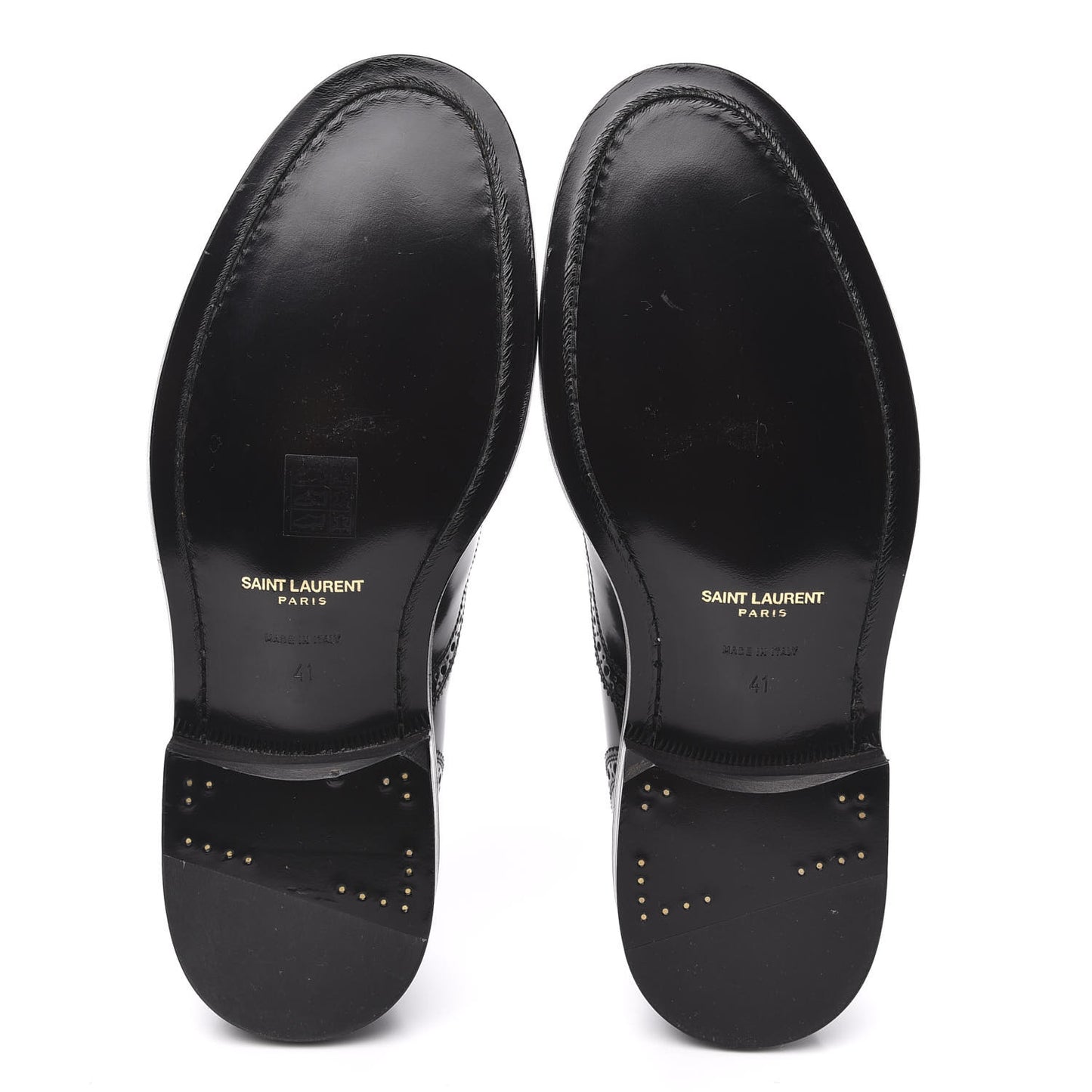 Patent Calfskin Army Brogue Wingtip Oxfords 41 Black