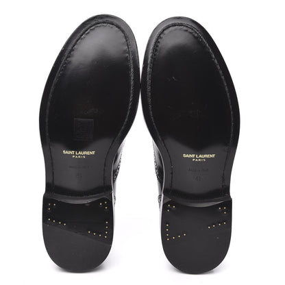Saint Laurent Patent Calfskin Army Brogue Wingtip Oxfords 41 Black 5 of 8