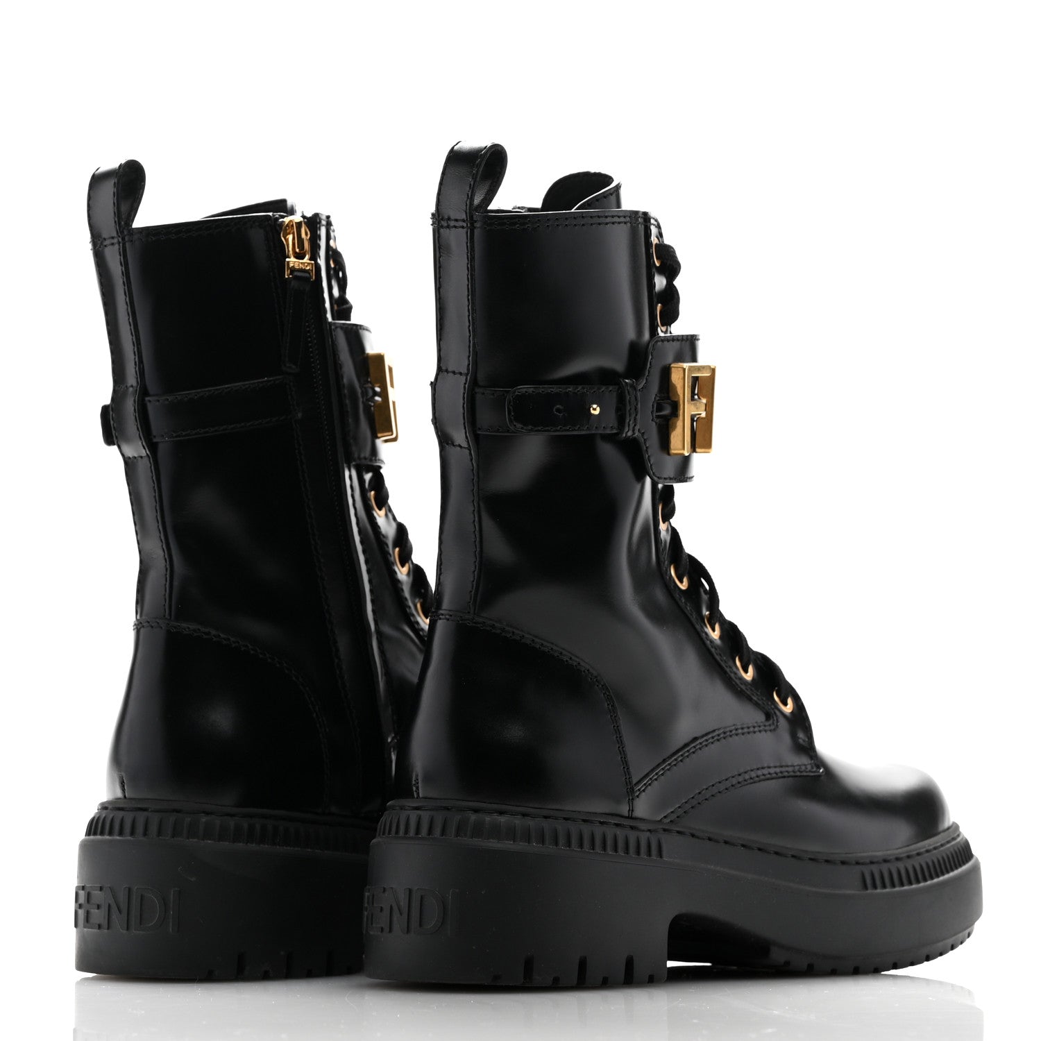 Fendi Vitello Abrasivato Fendigraphy 50mm Biker Boots 38 Black 5 of 9