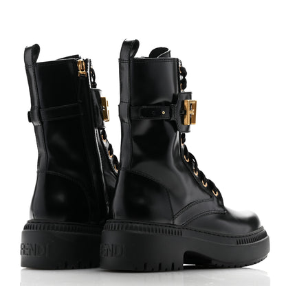 Fendi Vitello Abrasivato Fendigraphy 50mm Biker Boots 38 Black 5 of 9