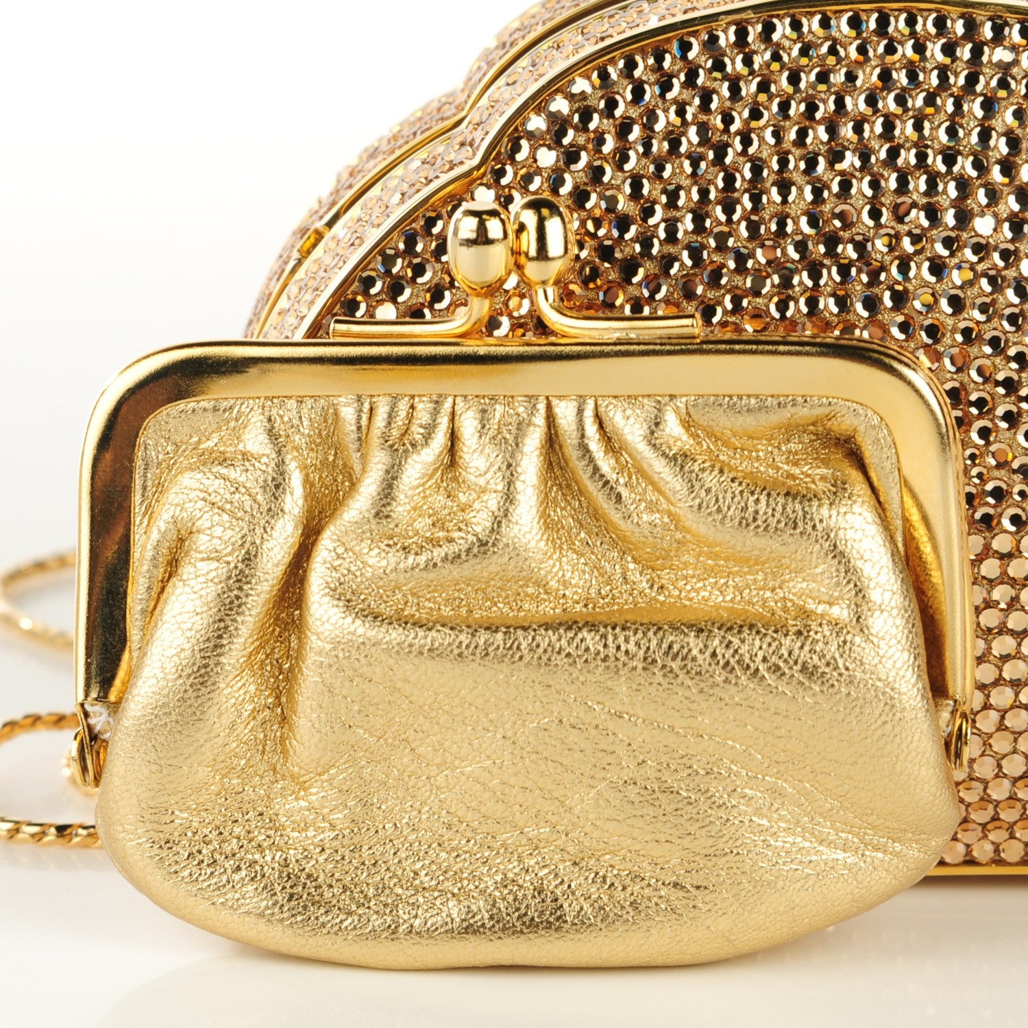 Judith Leiber Swarovski Crystal Minaudiere Clutch Gold 7 of 10