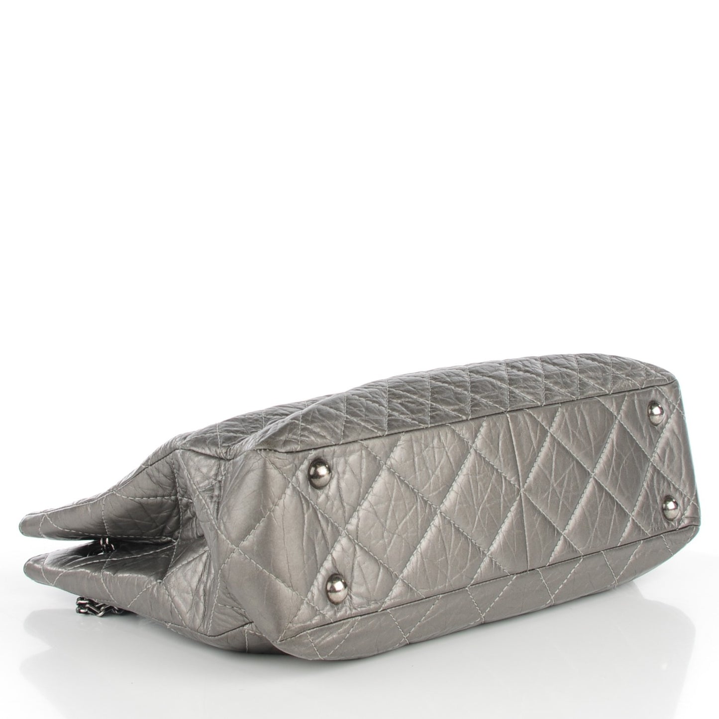 Aged Calfskin Quilted Reissue 2.55 Tote Dark Silver