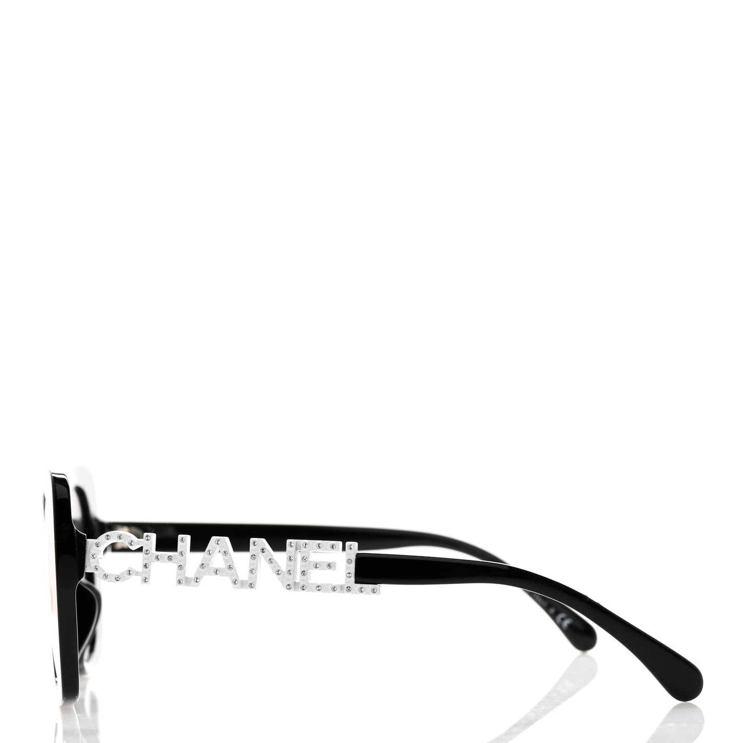 Acetate Strass Polarized Square Sunglasses 5422-B-A Black White
