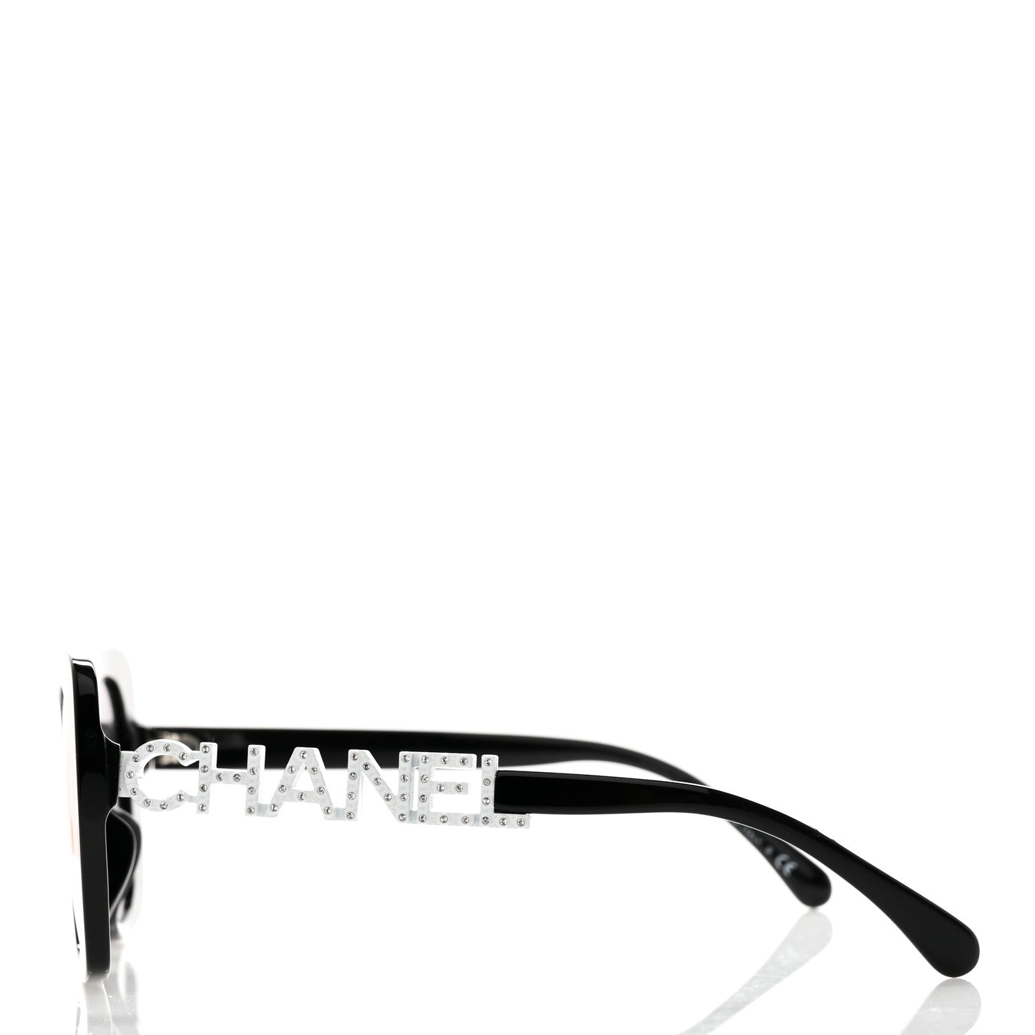 Chanel Acetate Strass Polarized Square Sunglasses 5422-B-A Black White 3 of 8