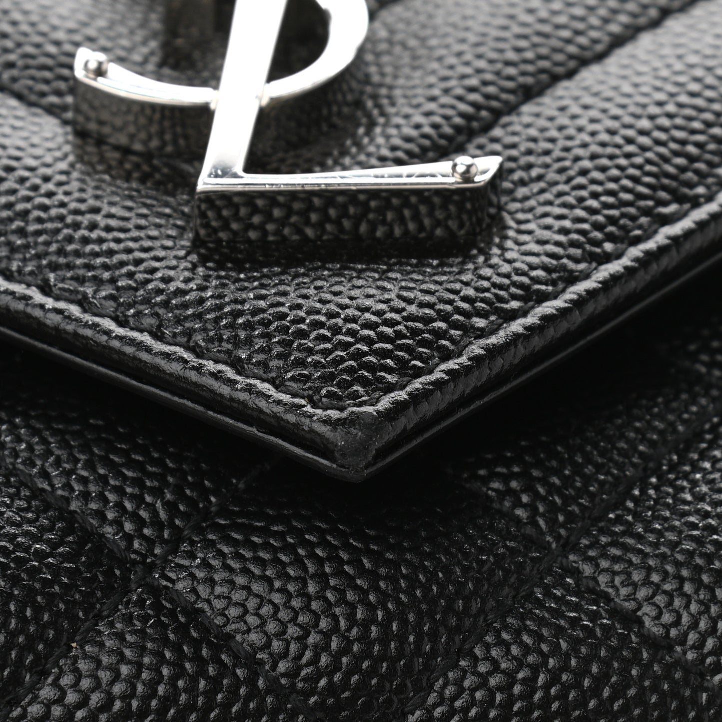 Grain De Poudre Textured Mixed Matelasse Triquilt Small Monogram Satchel Black