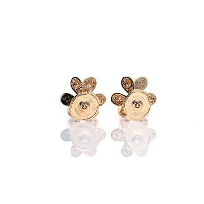 Van Cleef & Arpels 18K Yellow Gold Diamond Mini Frivole Pave Earrings 3 of 6