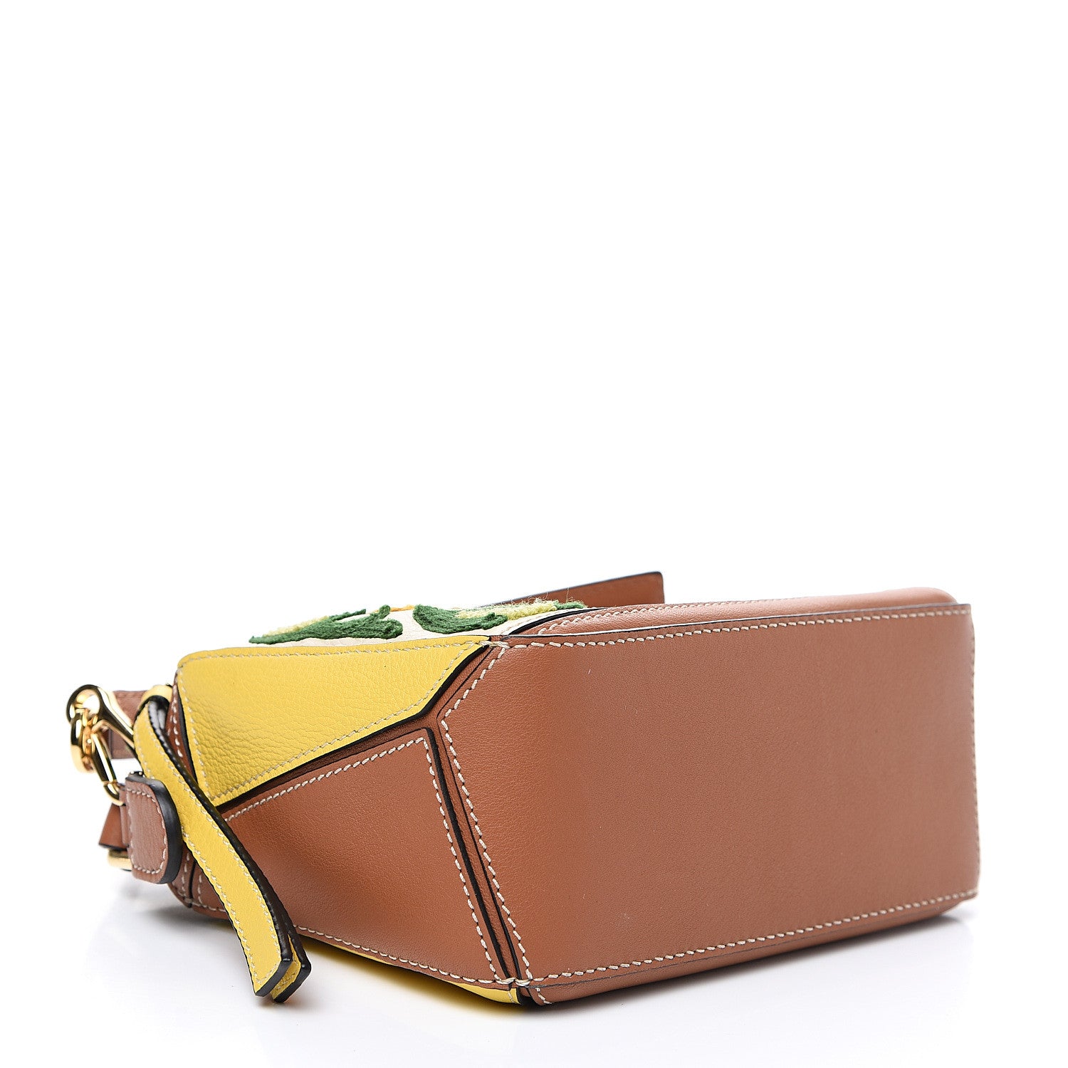 Loewe Calfskin Embroidered Floral Mini Puzzle Bag Tan Yellow 3 of 7