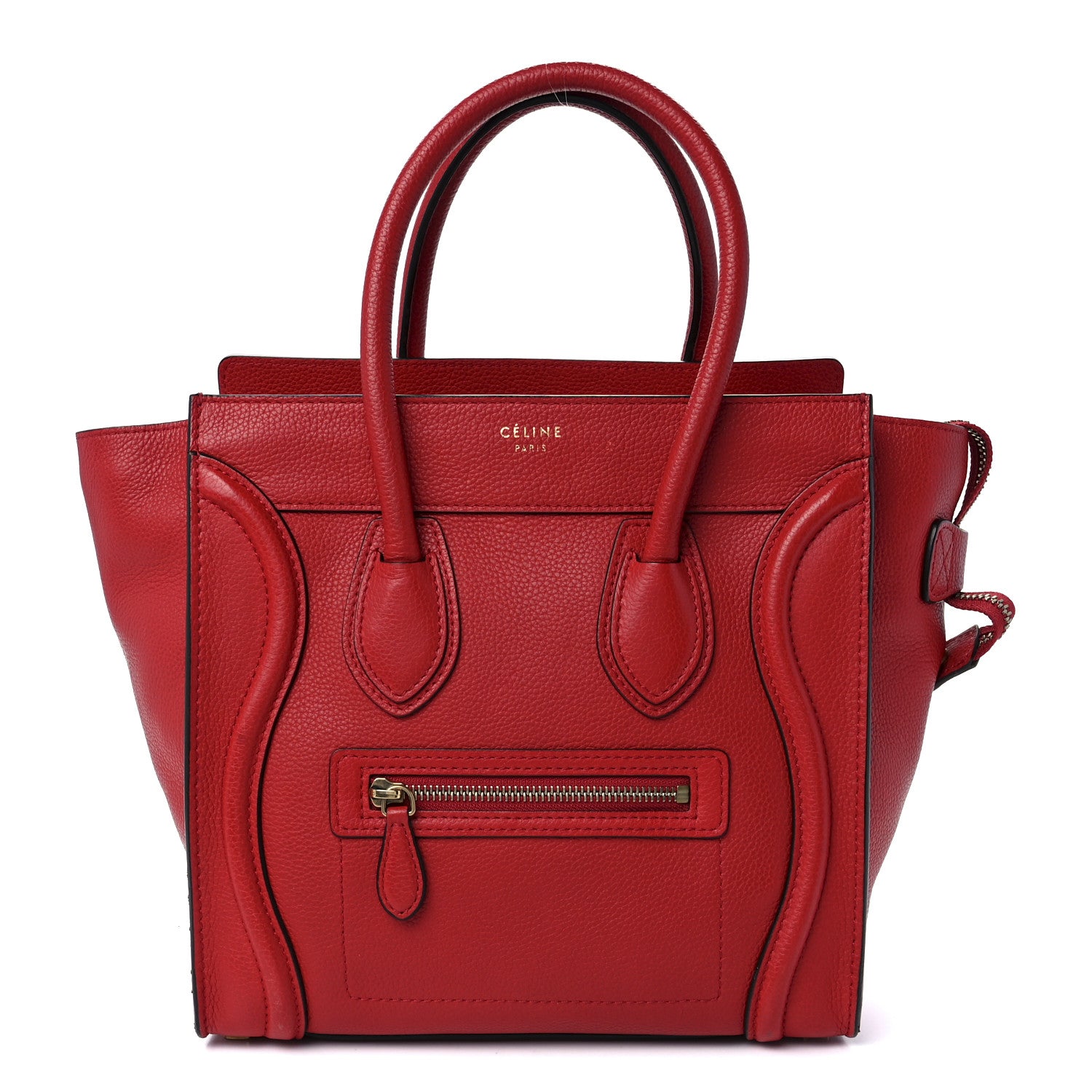 Celine Drummed Calfskin Micro Luggage Red 1 of 12