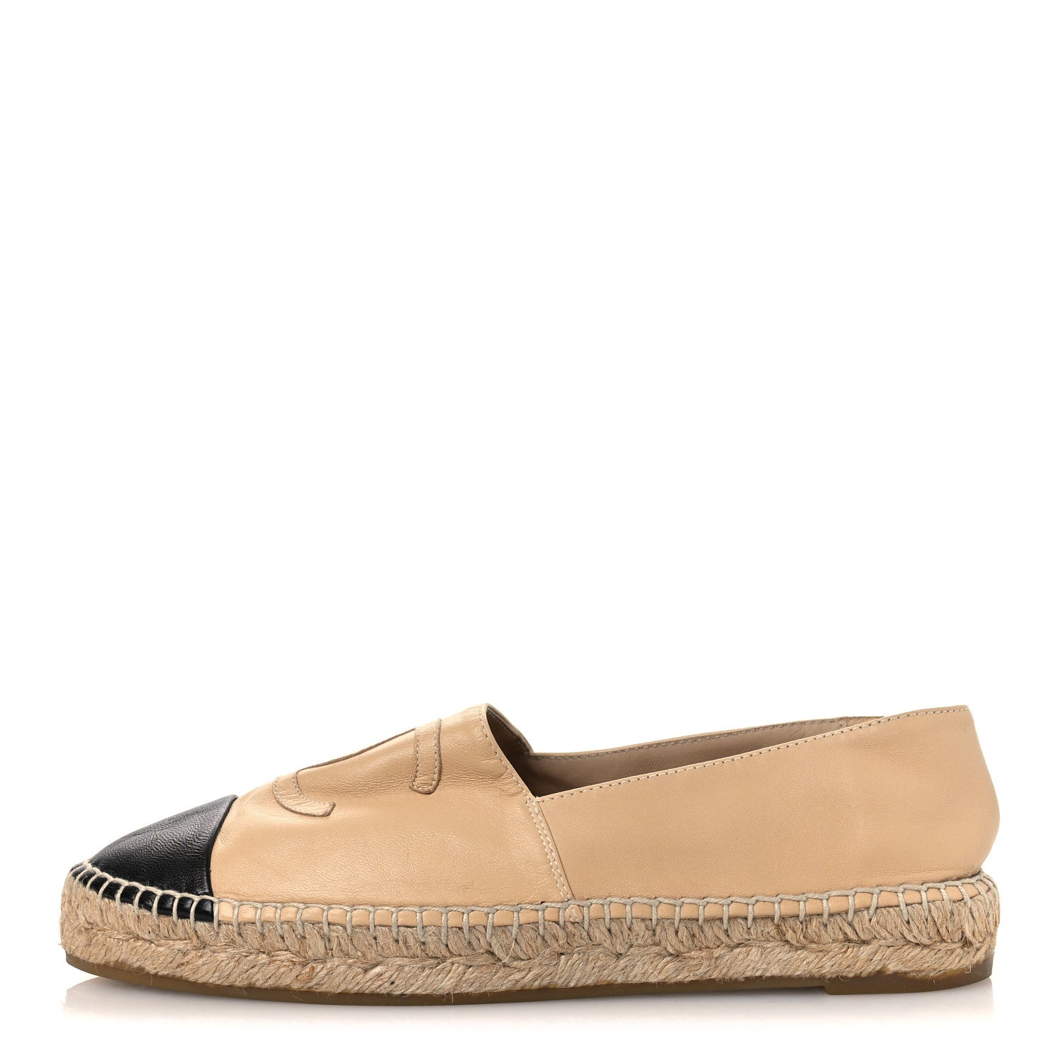Chanel Lambskin CC Espadrilles 38 Beige Black 1 of 12