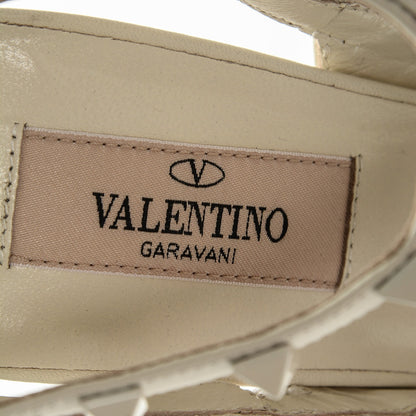 Valentino Garavani Calfskin Lacquered Monochrome Rockstud Ankle Strap 100mm Pumps 37.5 Ivory 7 of 7
