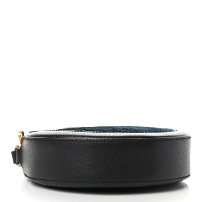 Gucci Velvet Calfskin GG Monogram Round Shoulder Bag Blue Beige 4 of 9