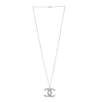 Chanel Crystal Pearl CC Pendant Necklace Silver 5 of 5