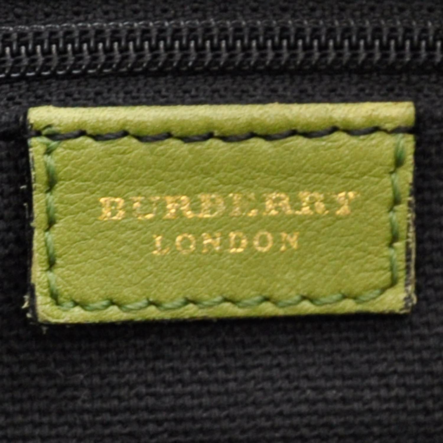 Burberry Leather Haymarket Check Horn Toggle Shoulder Bag Green 8 of 11