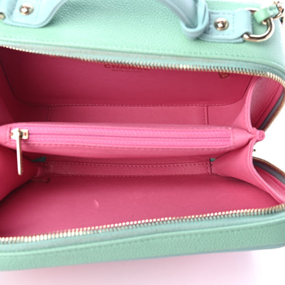 Chanel Caviar Quilted Medium CC Filigree Vanity Case Pink Green Blue 4 of 4