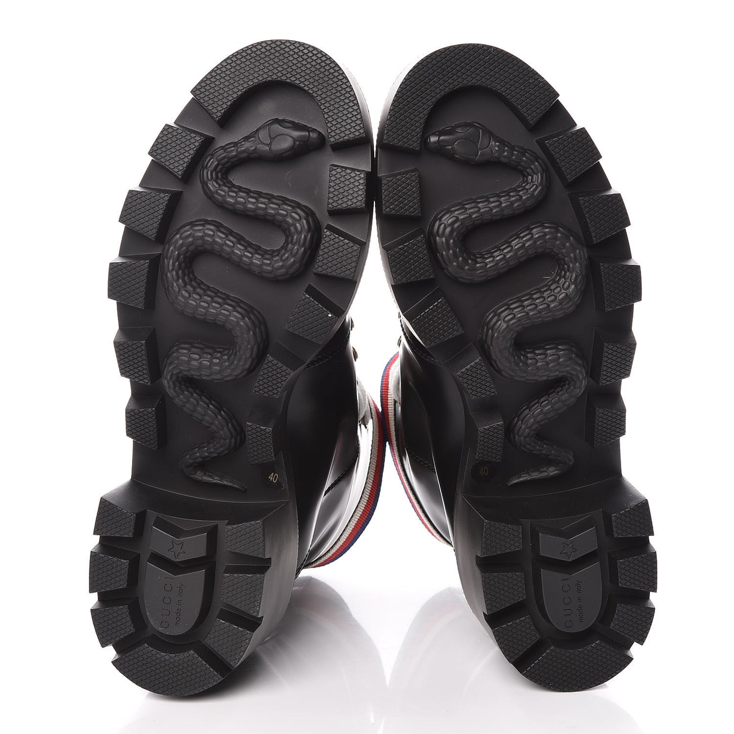 Calfskin Sylvie Web Lace Up Combat Boots 40 Black