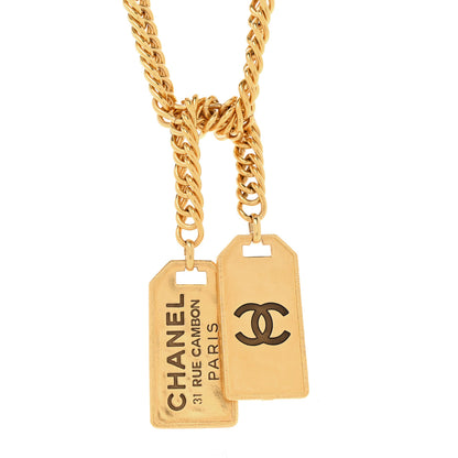 Chanel Metal ID Dog Tag Charm Necklace Gold 4 of 6