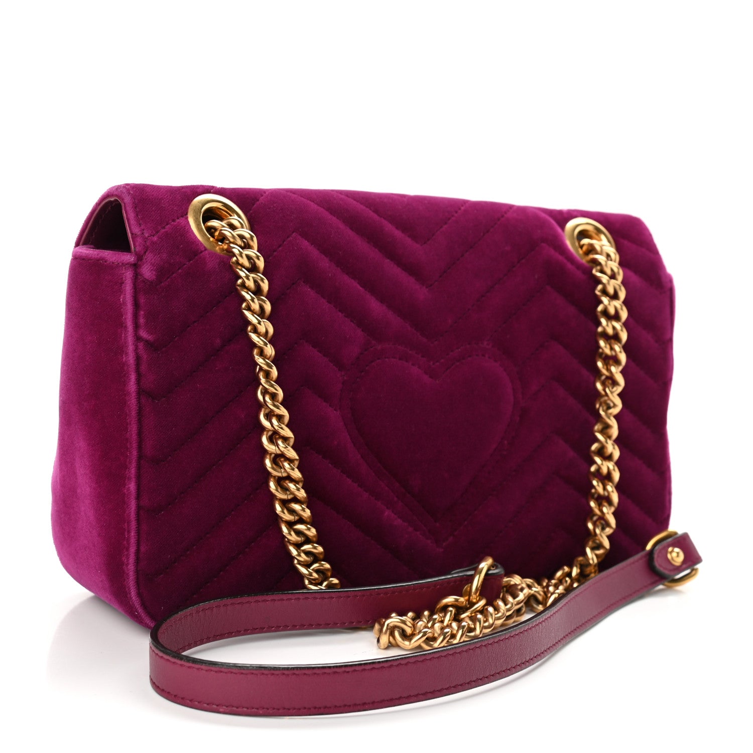 Gucci Velvet Matelasse Small GG Marmont Shoulder Bag Fuchsia Violet Cyclamen 3 of 11