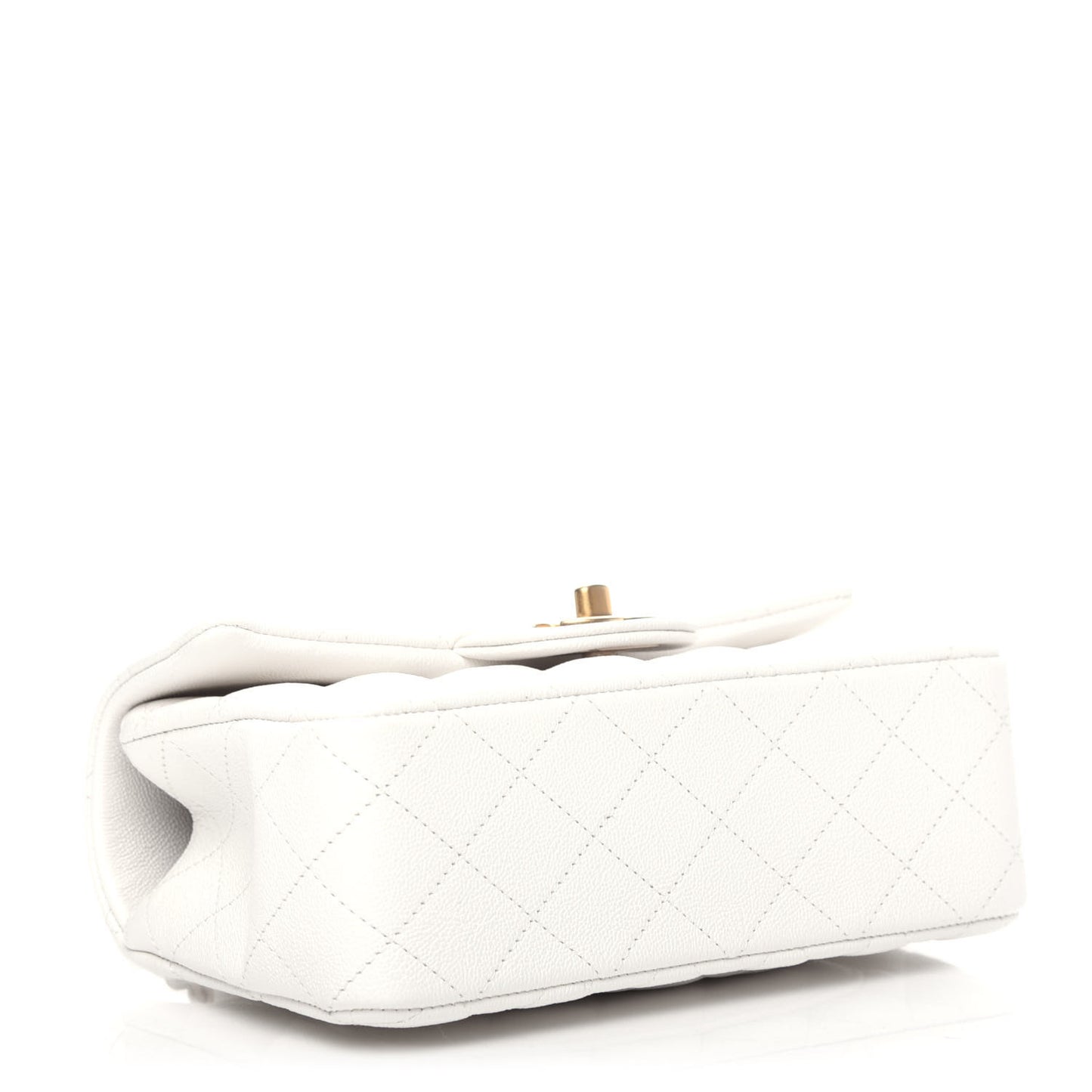 Caviar Quilted Mini Top Handle Rectangular Flap White