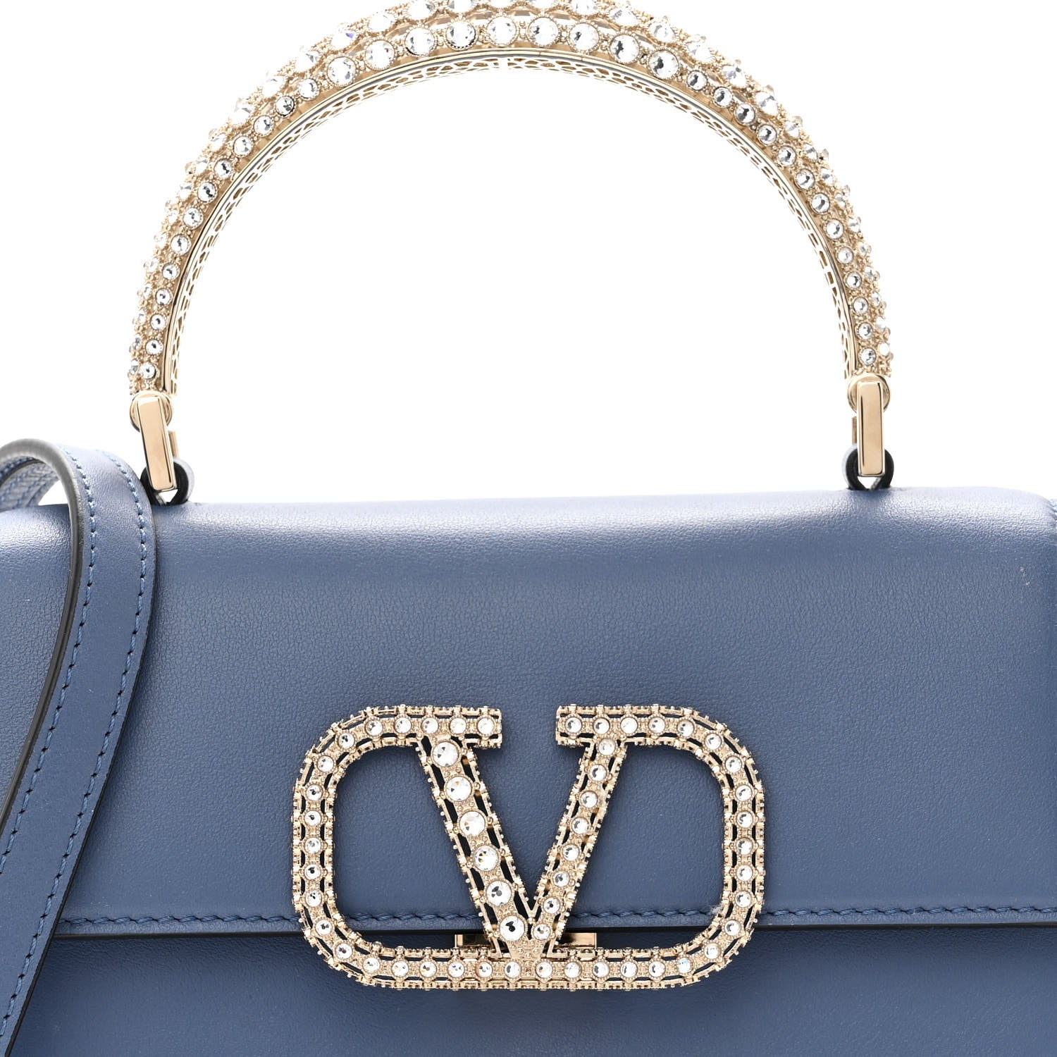 Valentino Garavani Calfskin Crystal Small VSling Top Handle Bag Ultramarine 7 of 9