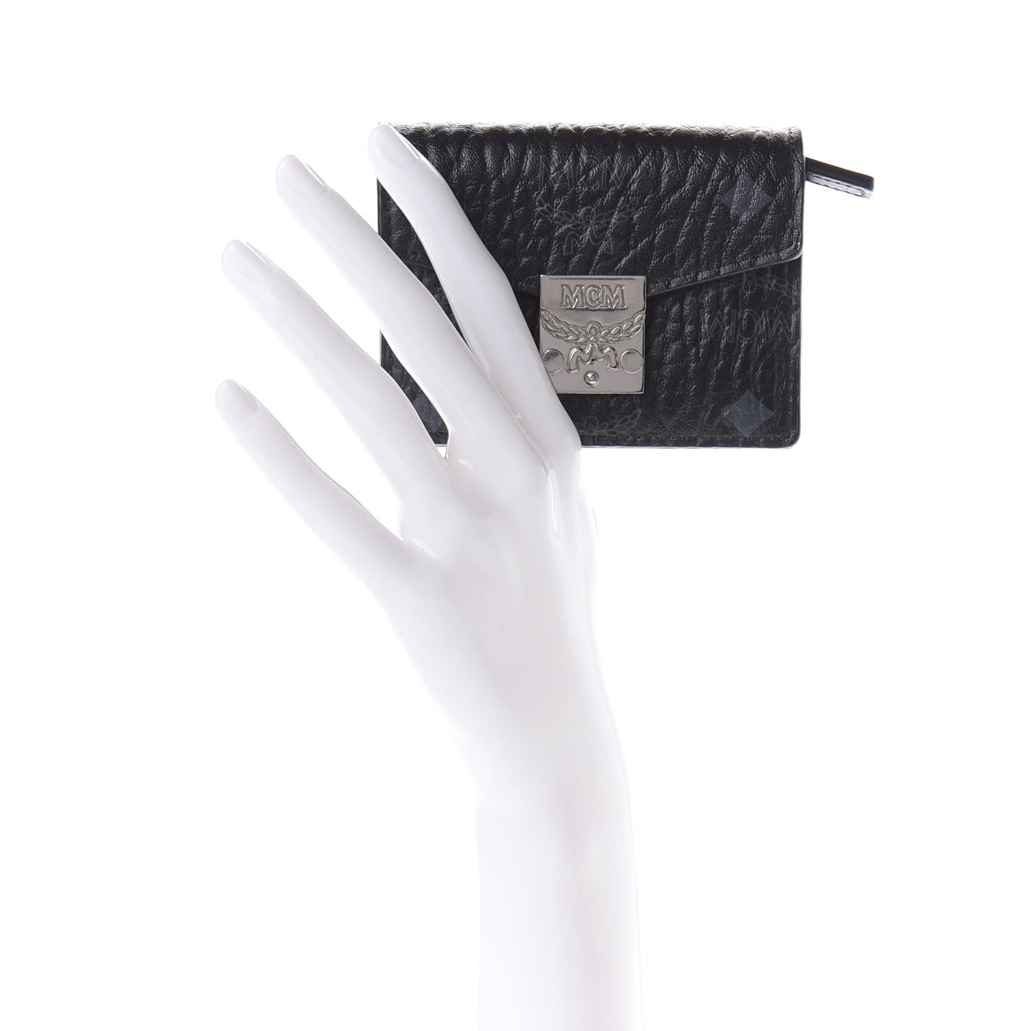MCM Visetos Mini Accordion Card Wallet Black 2 of 6