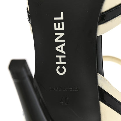 Chanel Patent Calfskin CC Ankle Strap Pumps 40 White Black 6 of 8