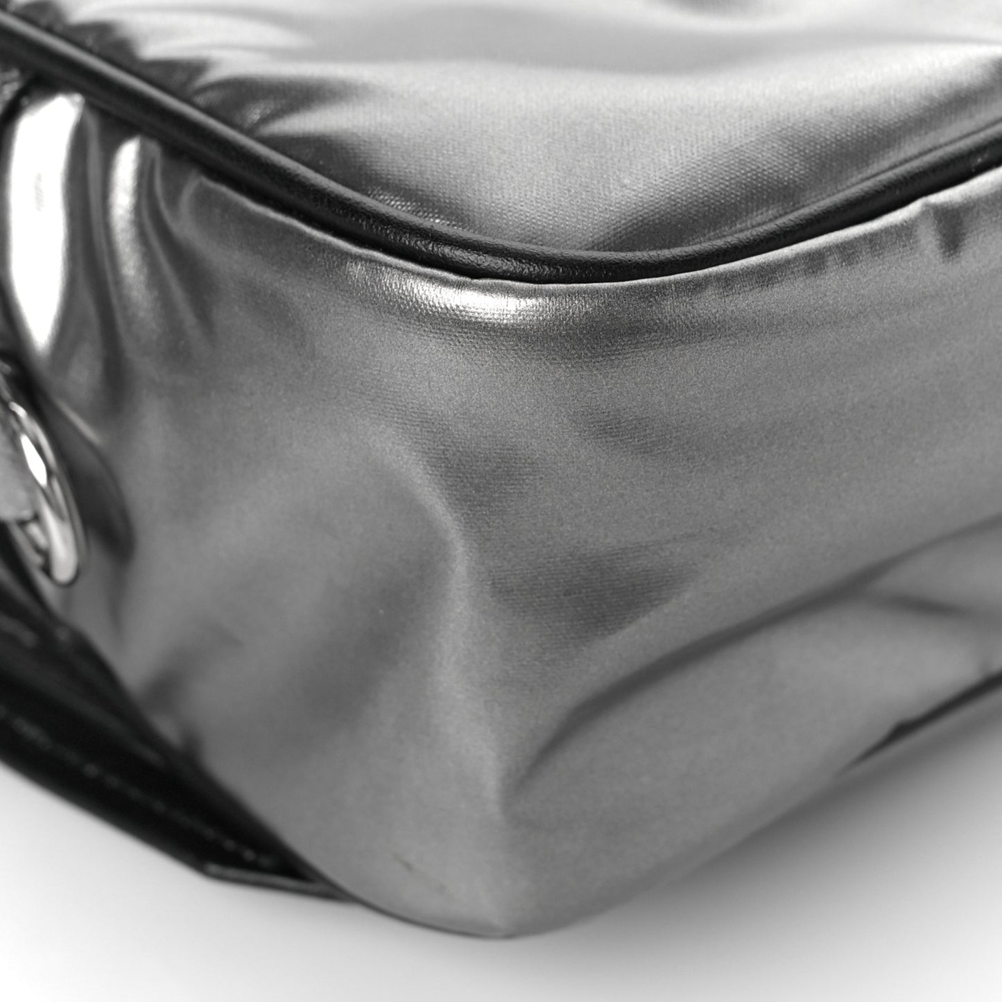 Metallic Tessuto Nylon Metal Studded Shoulder Bag Ferro Black