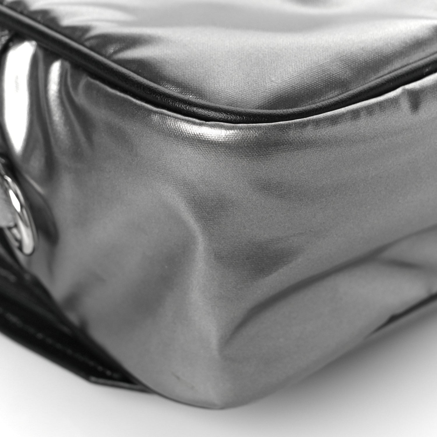 Prada Metallic Tessuto Nylon Metal Studded Shoulder Bag Ferro Black 6 of 7
