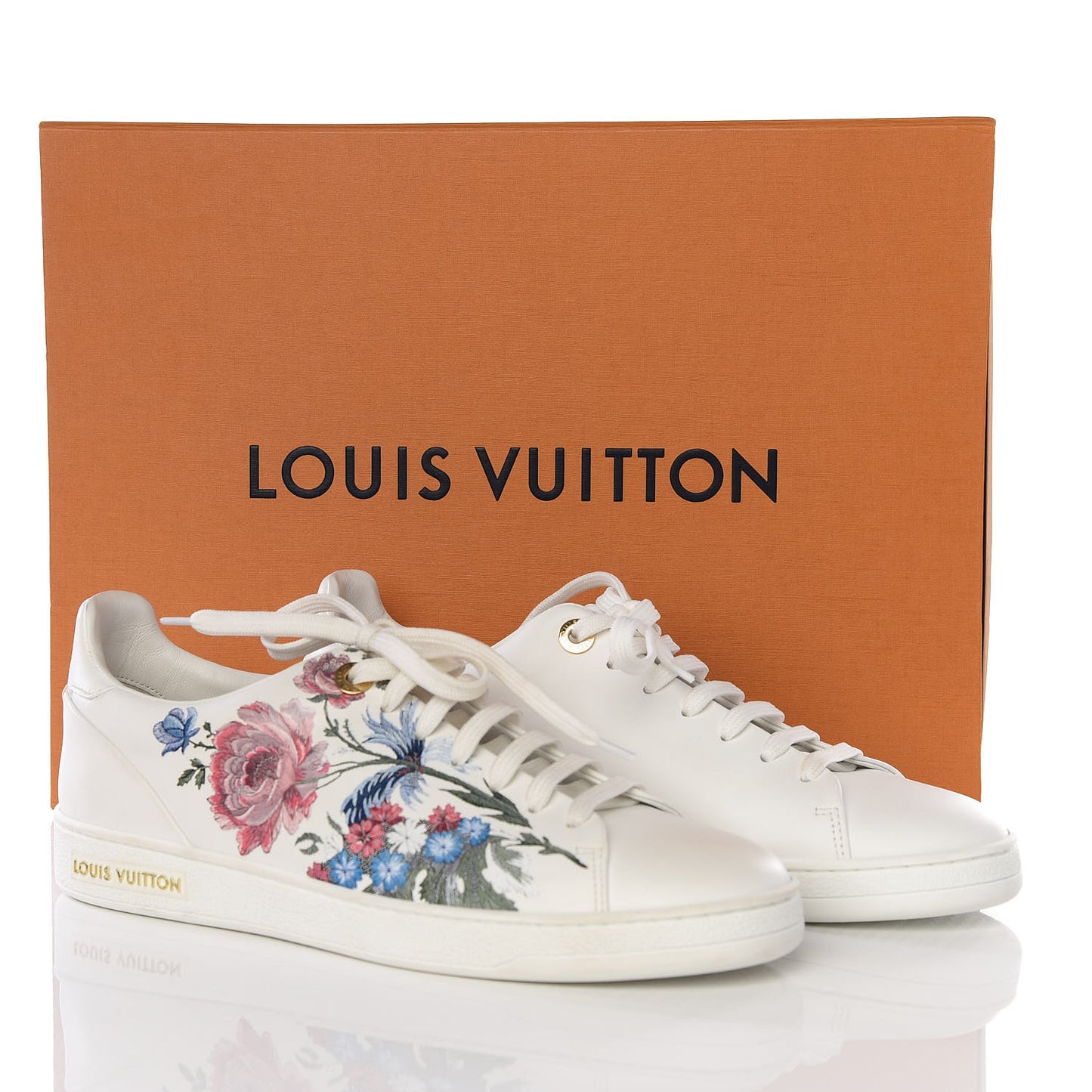 Calfskin Floral Frontrow Sneakers 37.5 White