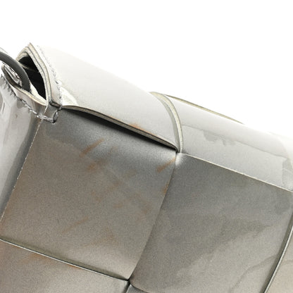 Bottega Veneta Metallic Patent Calfskin Maxi Intrecciato Extra Mini Cassette Crossbody Bag Silver 10 of 10