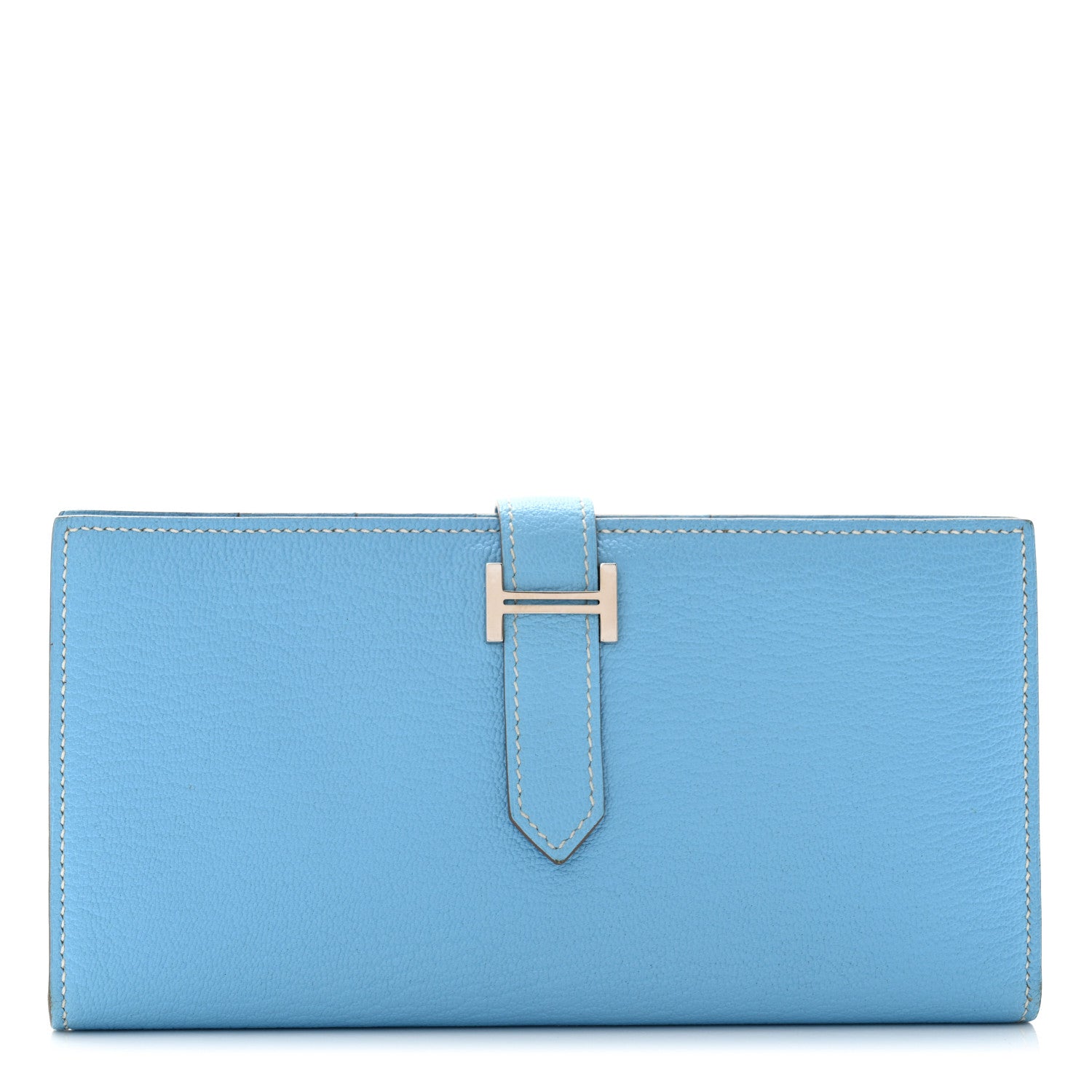 Hermes Chevre Mysore Bearn Gusset Wallet Celeste 1 of 7