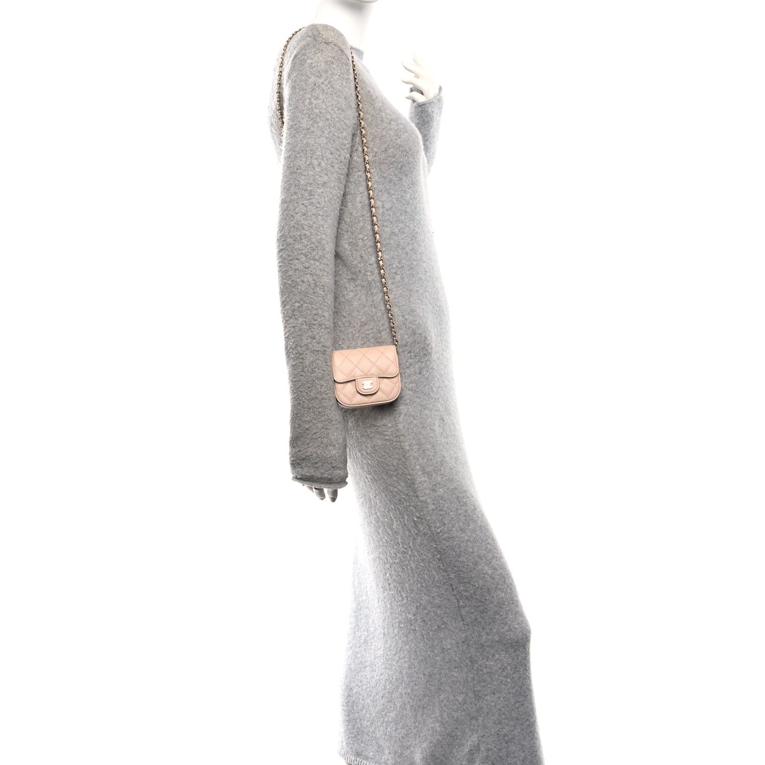 Chanel Caviar Quilted Mini Clutch With Chain Light Beige 2 of 10