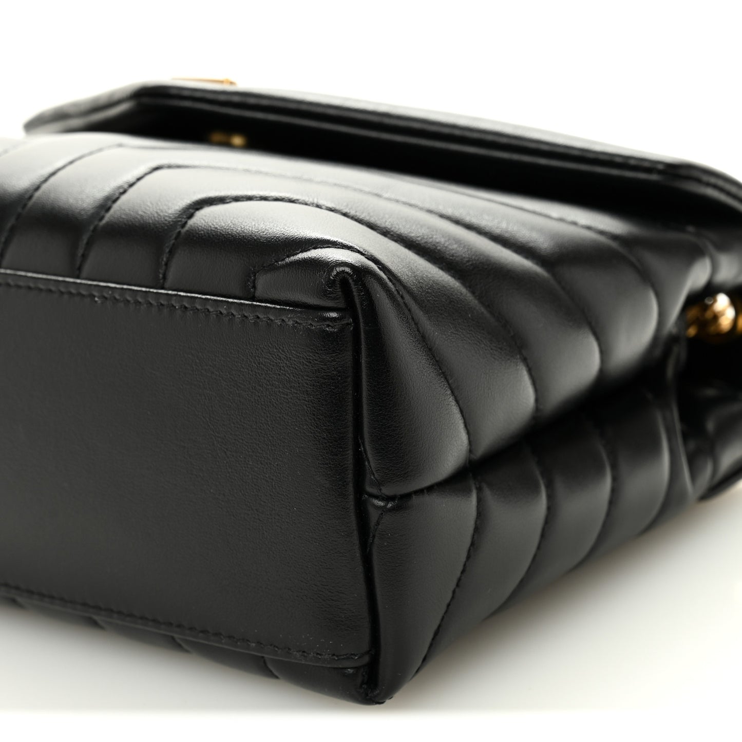 Calfskin Y Quilted Monogram Small Loulou Chain Satchel Black