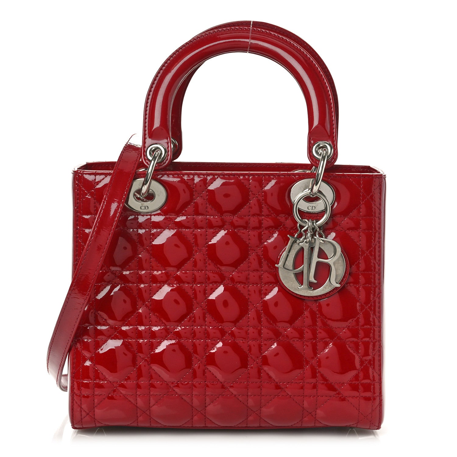 Christian Dior Patent Cannage Medium Lady Dior Burgundy Red 1 of 11
