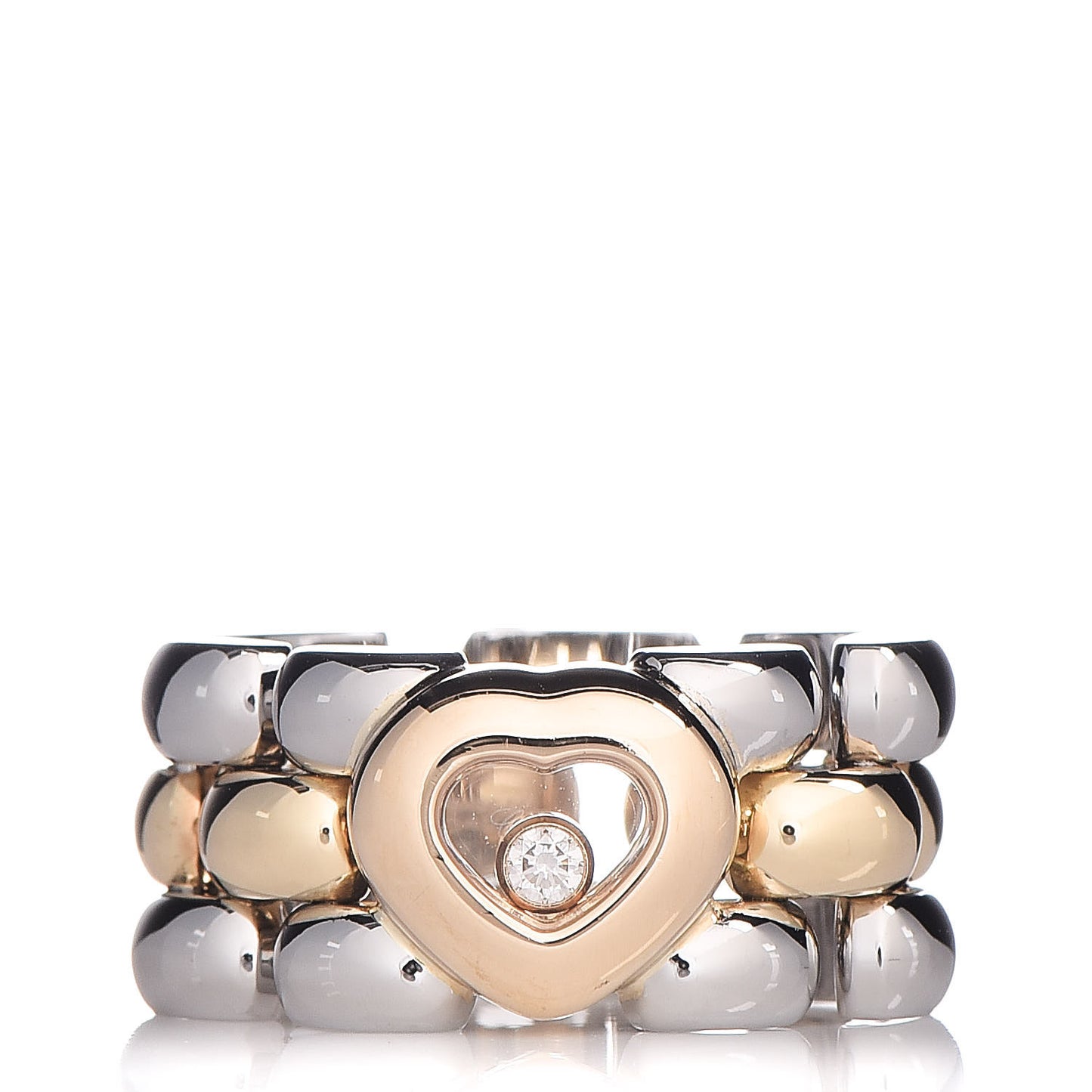 18K Yellow Gold Stainless Steel Happy Diamonds Heart Ring 47 4