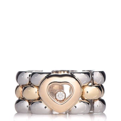 Chopard 18K Yellow Gold Stainless Steel Happy Diamonds Heart Ring 47 4 1 of 4