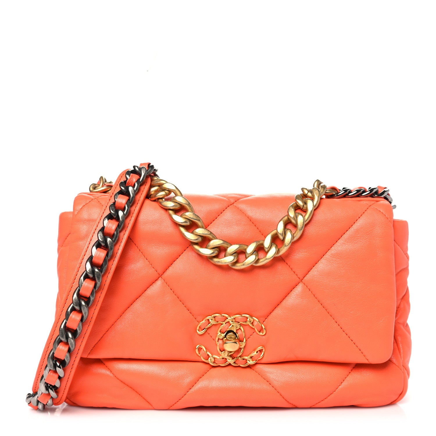 Chanel Lambskin Quilted Medium Chanel 19 Flap Orange 1 of 11