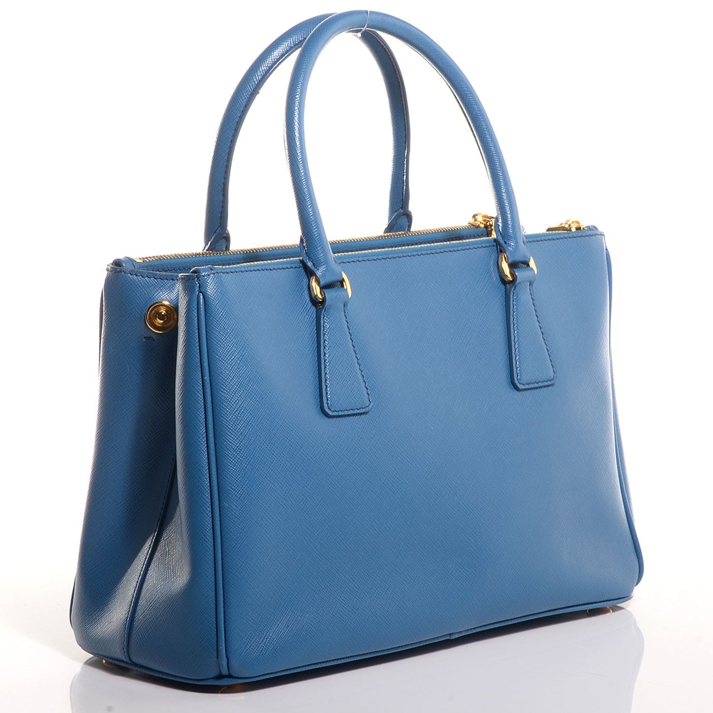 Saffiano Lux Small Double Zip Tote Cobalto