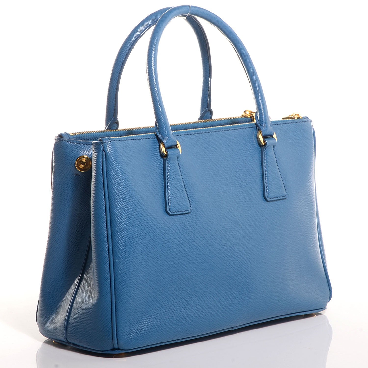Prada Saffiano Lux Small Double Zip Tote Cobalto 3 of 7