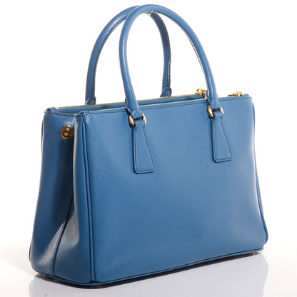 Prada Saffiano Lux Small Double Zip Tote Cobalto 3 of 7