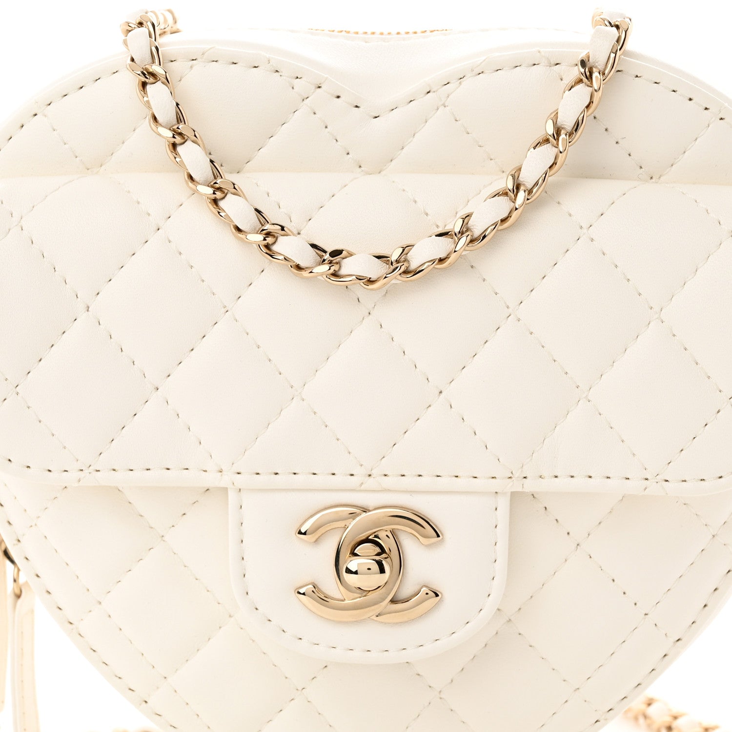 Chanel Lambskin Quilted CC In Love Heart Bag White 8 of 11