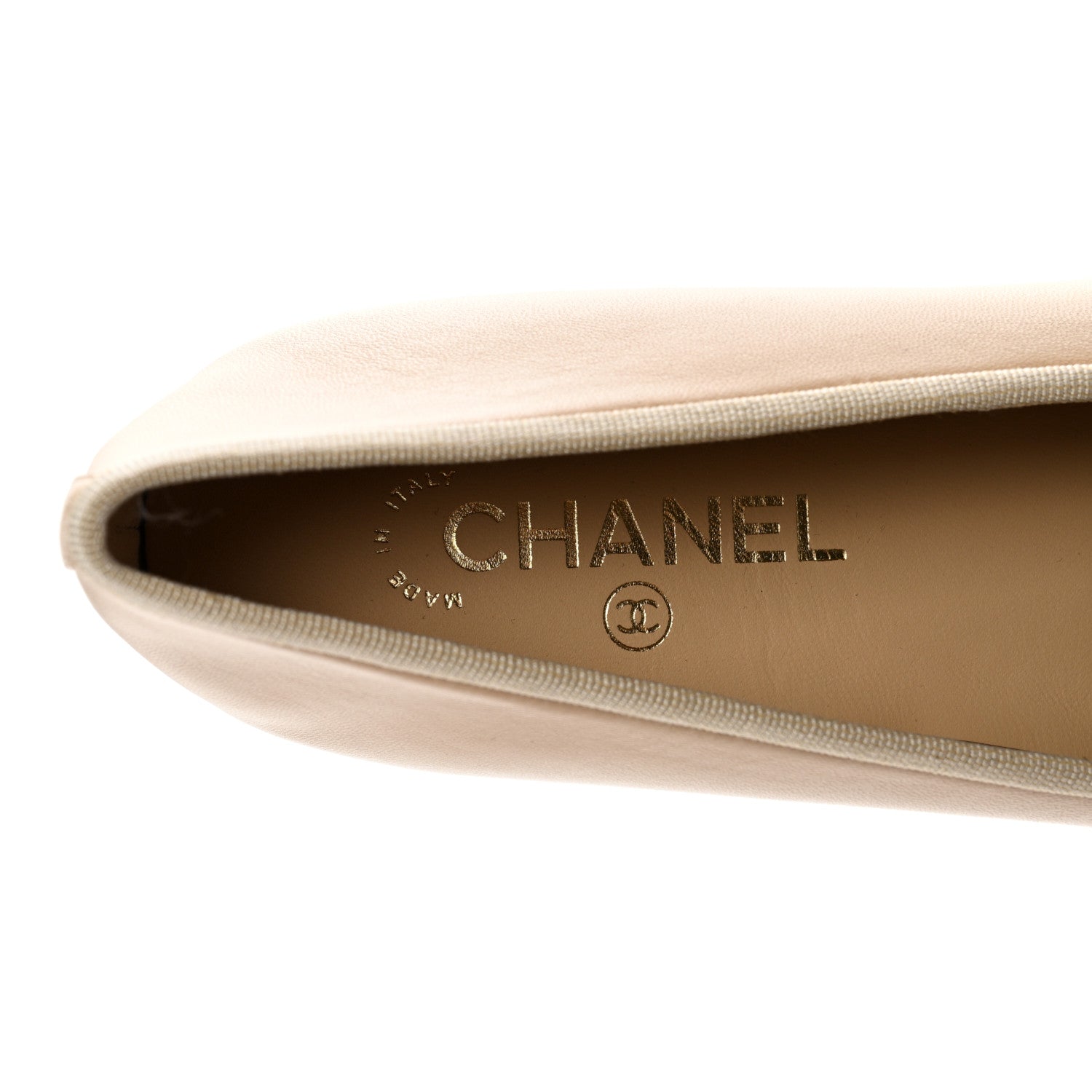 Chanel Lambskin Cap Toe CC Ballerina Flats 40 Beige Black 7 of 9