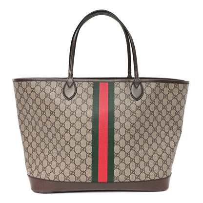 Gucci GG Supreme Monogram Textured Dollar Calfskin Web Large Ophidia Tote Beige Ebony New Acero 1 of 10