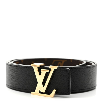 Louis Vuitton Calfskin Monogram 30mm LV Initiales Reversible Belt 85 34 Black 3 of 7