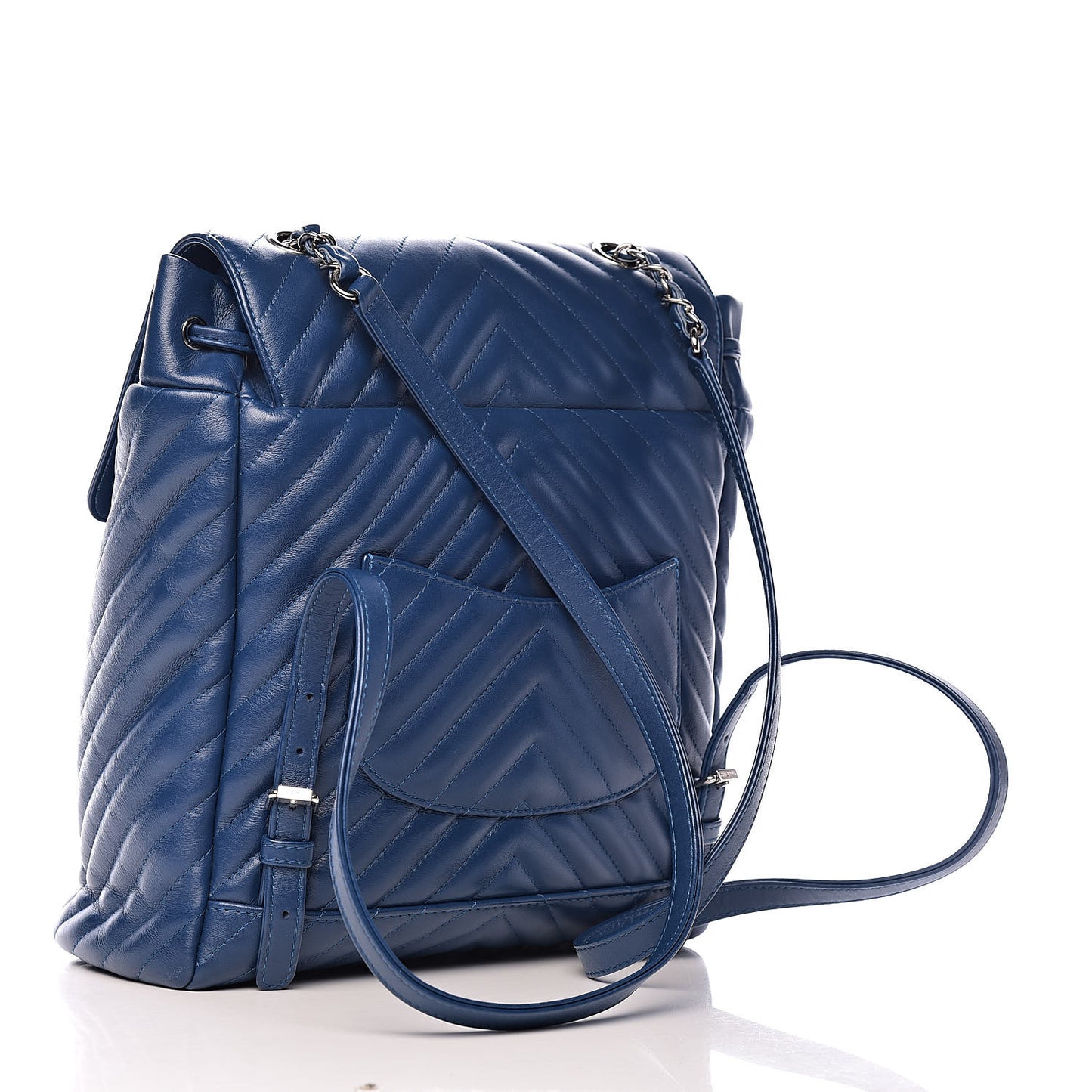 Calfskin Chevron Quilted Large Urban Spirit Backpack Blue